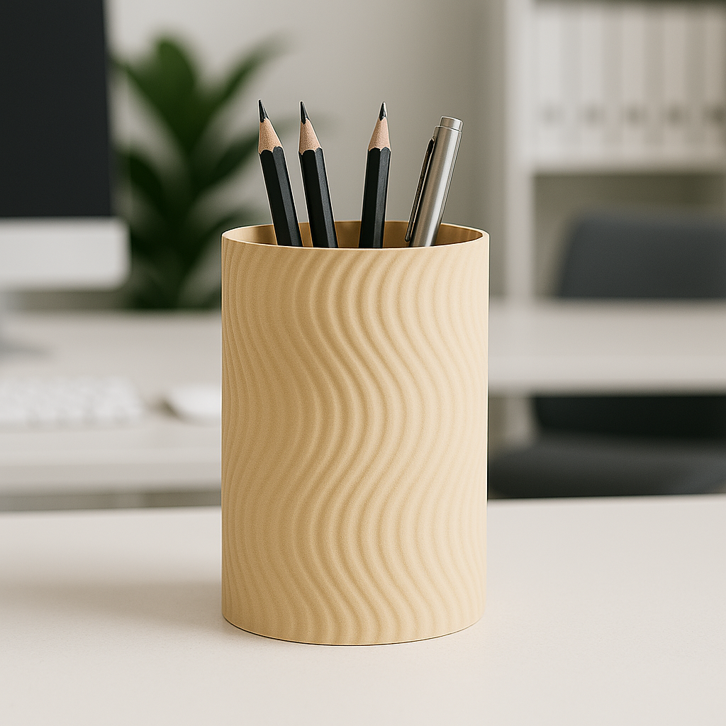 InnovLuce WaveLine Desk Organizer – Modern Pen Holder with Textured Design