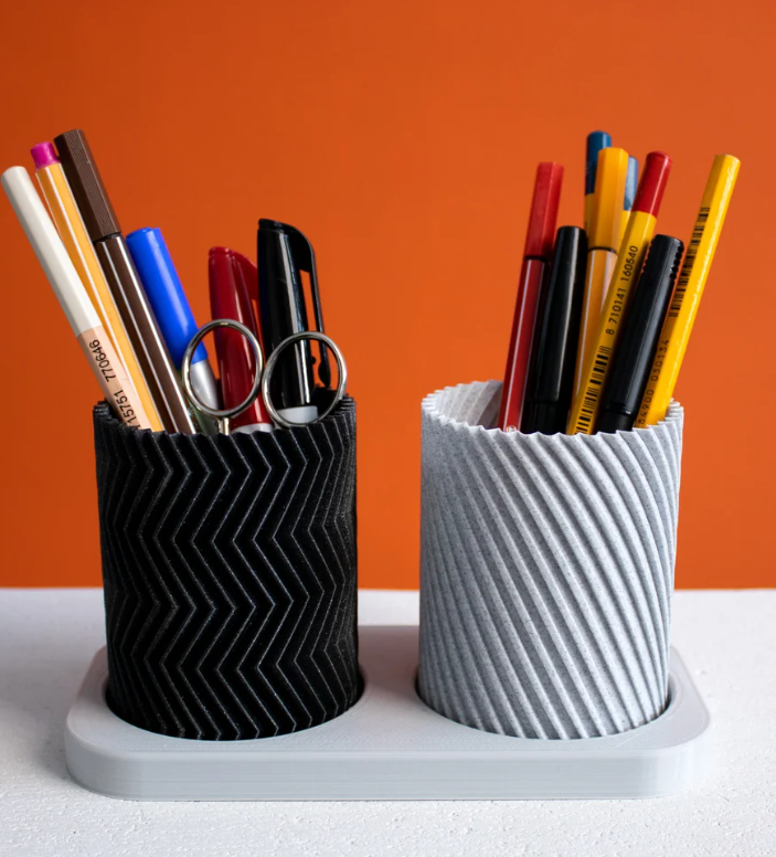 InnovLuce DuoSet Desk Organizer – Dual Pen Holder with Base Tray