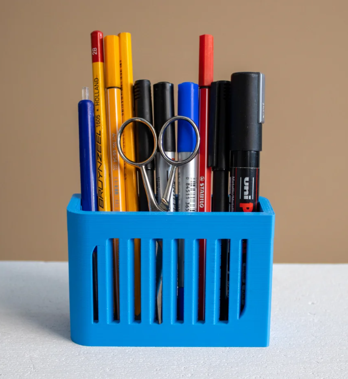 Rectangular Desk Organizer with Slots - Modern Office Storage Box for Pens & Tools (Minimalist Design)