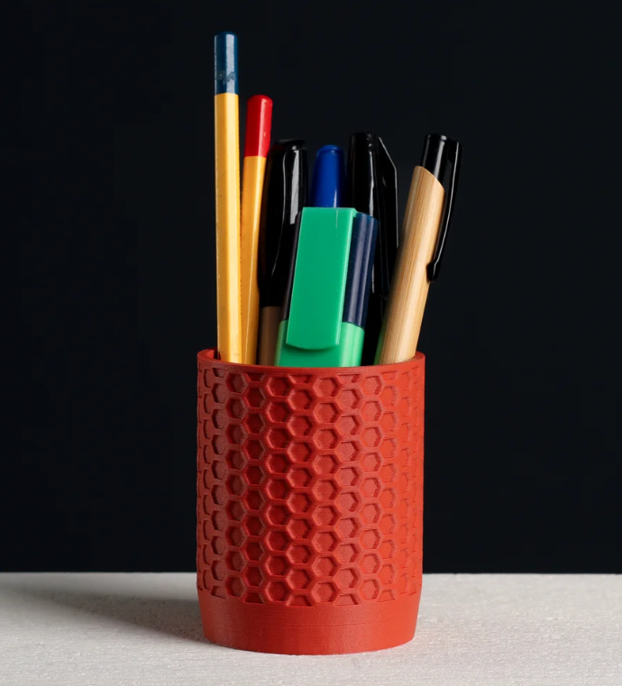 Geometric Hexagon Pen Holder - Honeycomb Desk Organizer for Modern Office Setup
